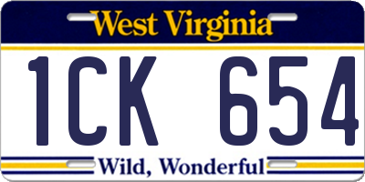 WV license plate 1CK654