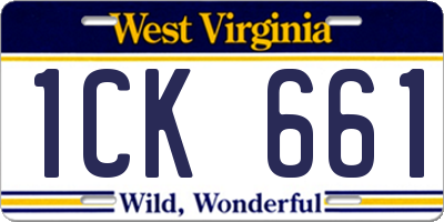 WV license plate 1CK661