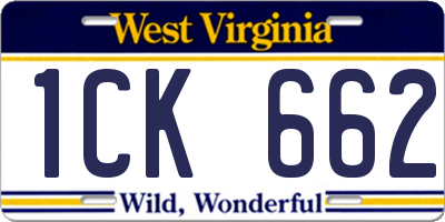 WV license plate 1CK662