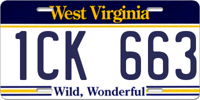WV license plate 1CK663