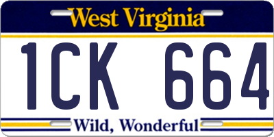 WV license plate 1CK664