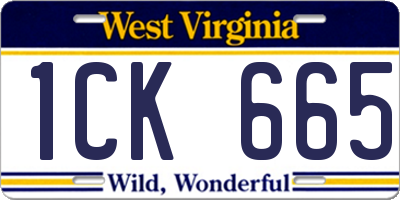 WV license plate 1CK665