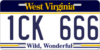 WV license plate 1CK666