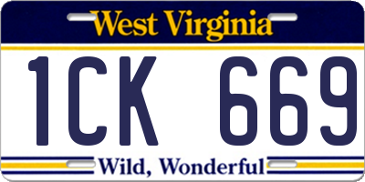 WV license plate 1CK669