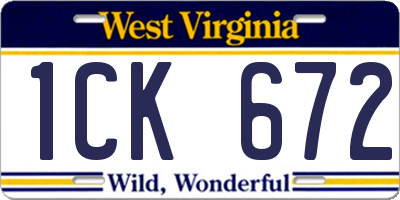 WV license plate 1CK672