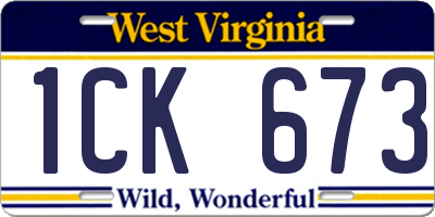 WV license plate 1CK673