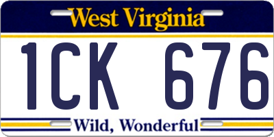 WV license plate 1CK676
