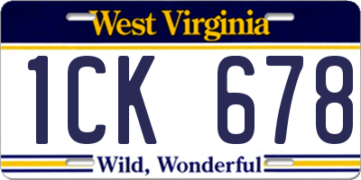 WV license plate 1CK678