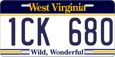 WV license plate 1CK680