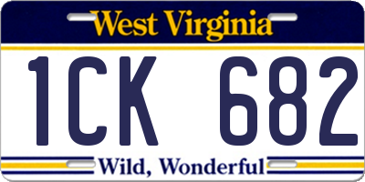 WV license plate 1CK682