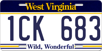 WV license plate 1CK683