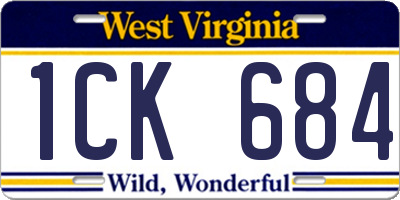 WV license plate 1CK684