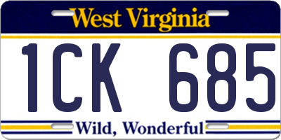 WV license plate 1CK685