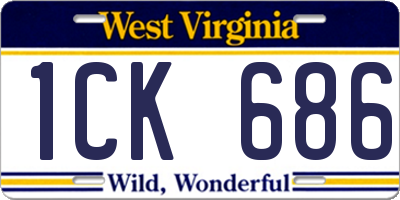 WV license plate 1CK686
