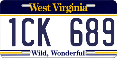 WV license plate 1CK689