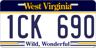 WV license plate 1CK690