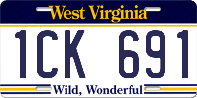 WV license plate 1CK691