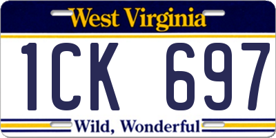 WV license plate 1CK697