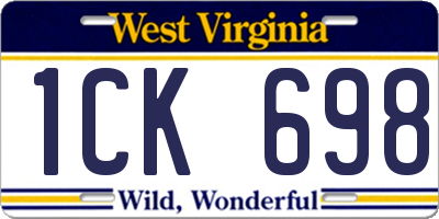 WV license plate 1CK698