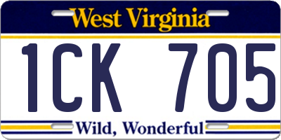 WV license plate 1CK705