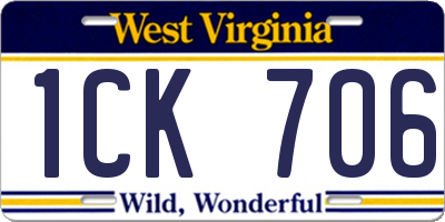 WV license plate 1CK706