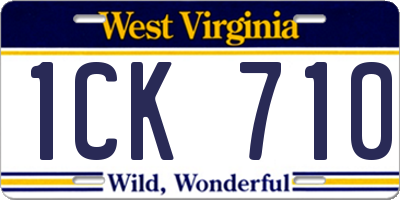 WV license plate 1CK710