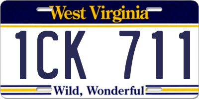 WV license plate 1CK711