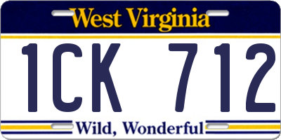 WV license plate 1CK712