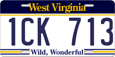WV license plate 1CK713