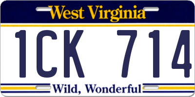 WV license plate 1CK714