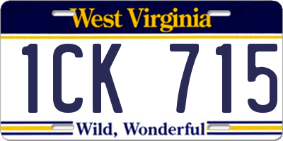 WV license plate 1CK715
