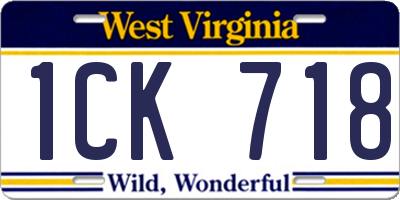 WV license plate 1CK718