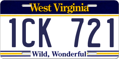 WV license plate 1CK721