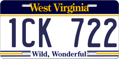 WV license plate 1CK722