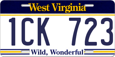 WV license plate 1CK723