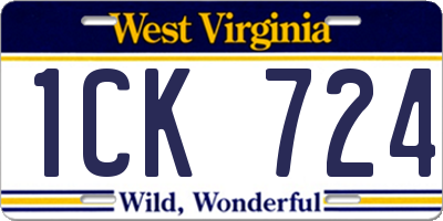 WV license plate 1CK724
