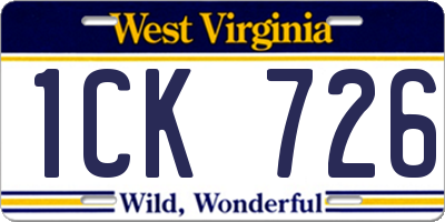 WV license plate 1CK726