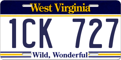 WV license plate 1CK727