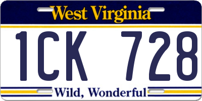 WV license plate 1CK728