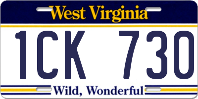 WV license plate 1CK730