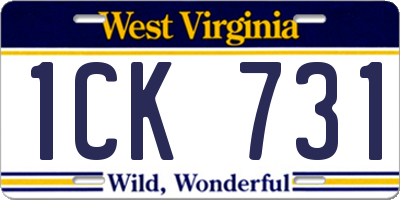 WV license plate 1CK731