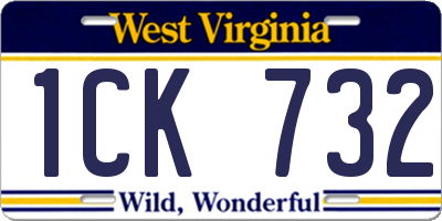 WV license plate 1CK732