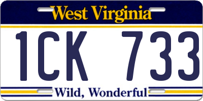 WV license plate 1CK733