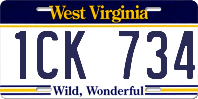 WV license plate 1CK734