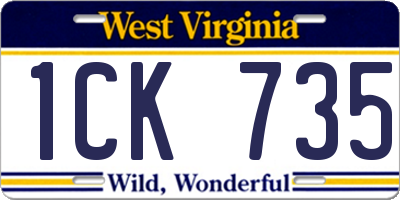 WV license plate 1CK735