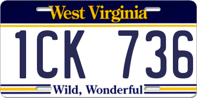 WV license plate 1CK736