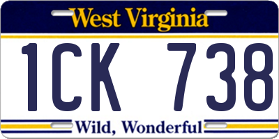 WV license plate 1CK738