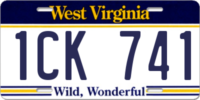 WV license plate 1CK741