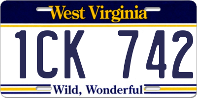 WV license plate 1CK742