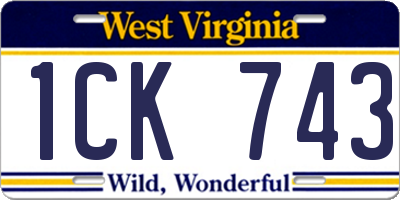 WV license plate 1CK743